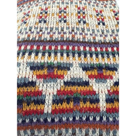 Vintage MG 100% Virgin Wool Wintuk Sweater Mens Large Boho Aztec Mexican Colors - Picture 4 of 10
